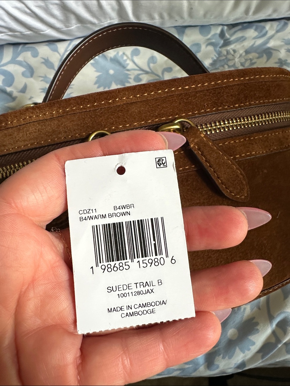 COACH Suede Top Handle Trail Bag - Warm Brown - Picture 3 of 10